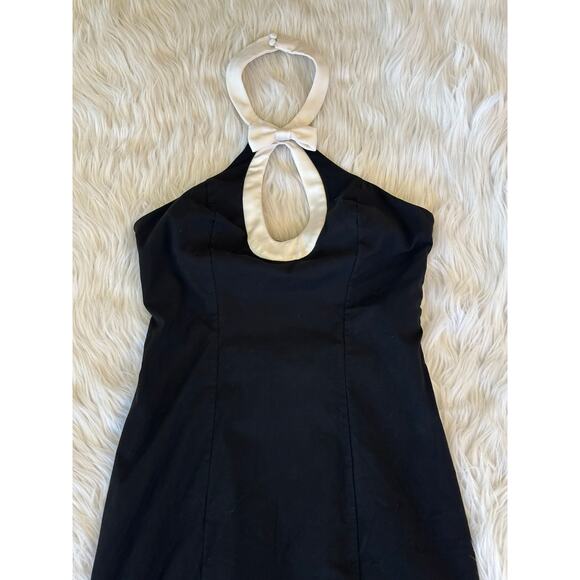BHLDN Victoria Bow Halter Cutout Midi Dress Open Back Retro Formal Black Tie - Picture 6 of 13